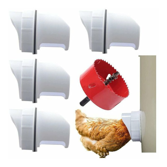 Plastic Chicken Feeder Automatic Chicken Feeder, 4 Ports DIY Chicken Feeder Kit [Anti-Waste] [Anti-Pest] Chicken Drinker Chick Feeder for Buckets