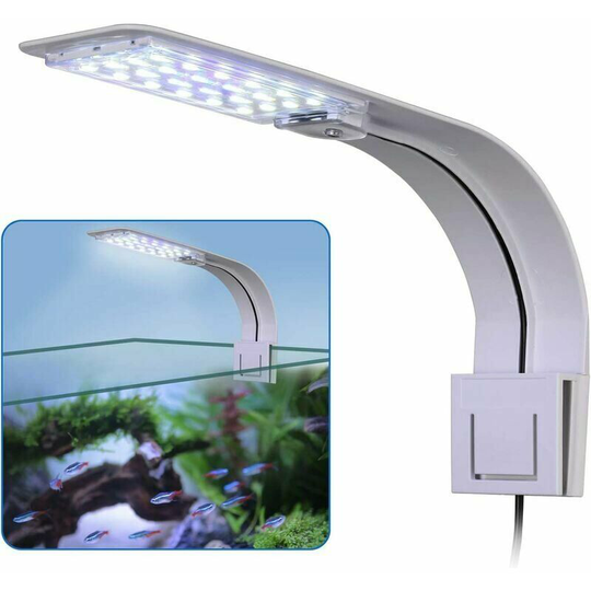 Bearsu - led Aquarium Light Clip-on 10W White Blue Light with eu Plug 24 LEDs for Aquarium Tanks Rock Gardens [Energy Class a]