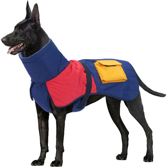 Lifcausal - Dog Winter Coat with Pocket Fleece Inside Contrast Color Turtleneck Warm Jacket for Medium Large Dogs