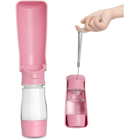 Travel Dog Water Bottle - Portable Collapsible With Food Container - Pet Food Dispenser - For Traveling, Hiking - Lightweight & Leakproof