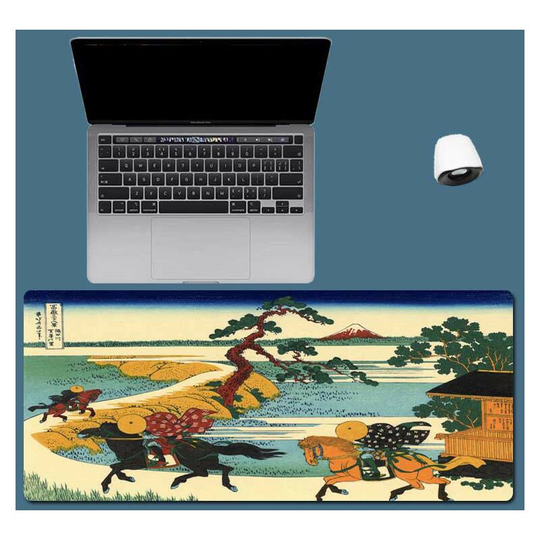 Gaming mouse pad, non-slip rubber base soft fabric mouse pad, Japanese style mouse pad with 27 scenes of Ukiyo-e (Japanese style 14, 300*900*3) - Muff