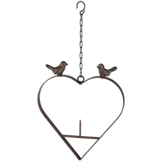 Bird Feeder Heart Shape 23.5 cm Brown HI Brown
