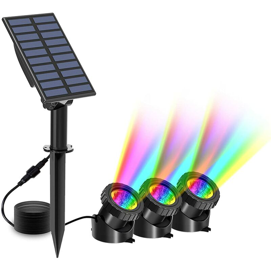 Lifcausal - Solar Pond Lights, 3 in 1 rgb Color Changing Underwater Pond Lights, Outdoor Waterproof led Landscape Spotlights for Fish Tank Garden