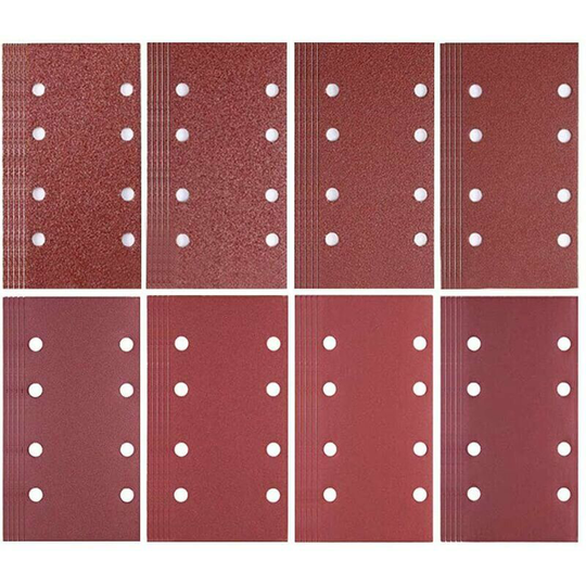 80 Sheets Sandpaper 93 x 185 mm 8 Hole Sandpaper 40/60/80/120/180/240/320/400 Grit for Bosch Sander
