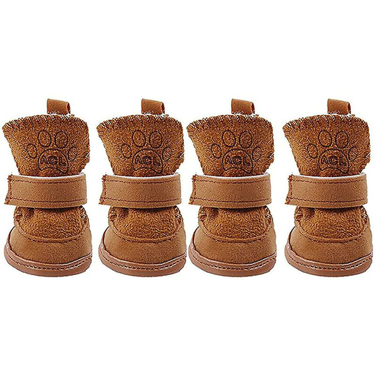 Dogs Winter Warm Shoes Cute Dog Boots Snow Walking Puppy Sneakers-Coffee1: Recommend Weight: 1.1-2.2 lbs (0.5-1kg)