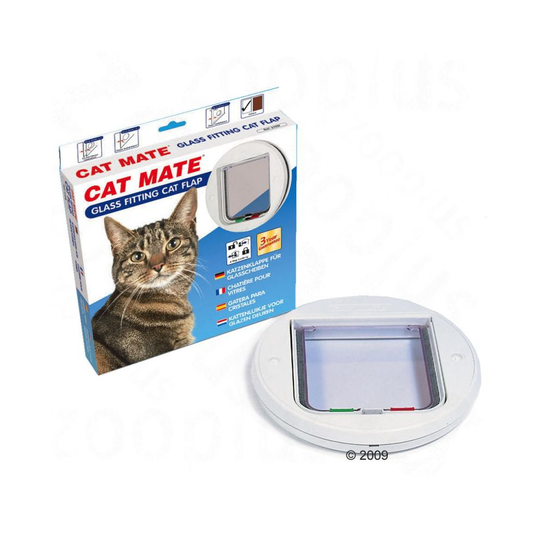 Round Glass Fitting Cat Flap - 4 Way Lock Doors & Windows