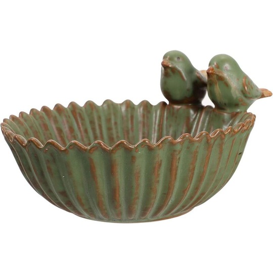 Ceramic Bird Feeder Bowl Multifunctional Bird Bath Bowl Succulents Flower Pot Bird Food Holder Garden Outdoor Decoration 16 * 15 * 7cm
