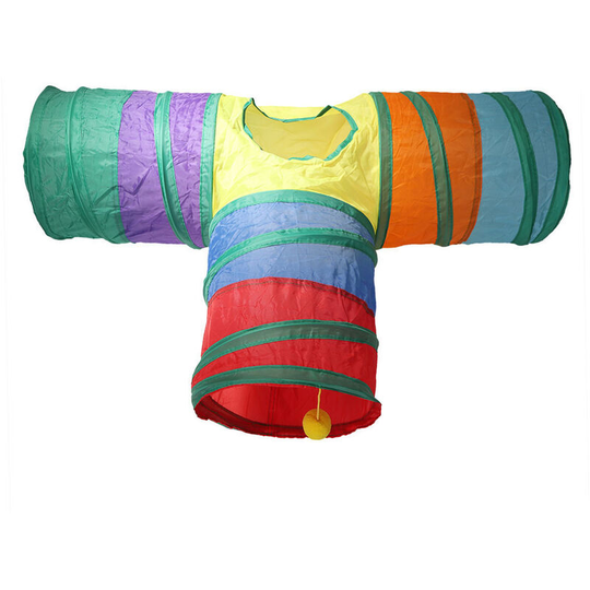 Indoor Cat Tunnel 3 Way Pet Play Tunnel Collapsible Tunnel Tube Kitty Tunnel Peek Hole Toy Pet Toys for Cats Puppies Rabbits, 80cm Length