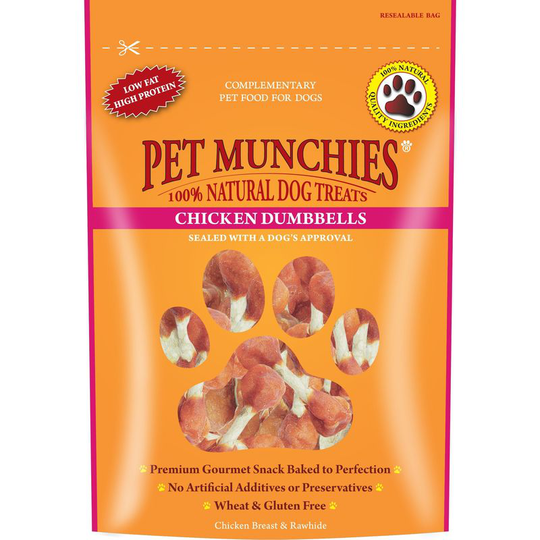 Chicken & Rawhide Dog Treat Dumbbells (80g) (May Vary) - May Vary - Pet Munchies