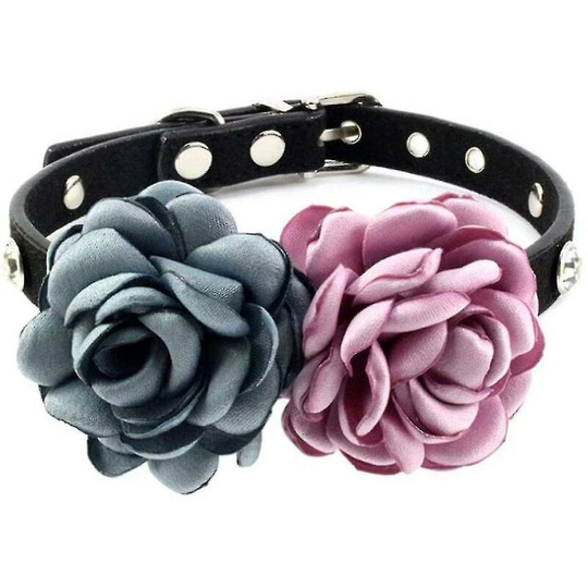 Deckon - Rhinestone Dog Collar - Flower Cat Collar With Bling For Kitten Small Dogs Female Puppy - Fancy Chih