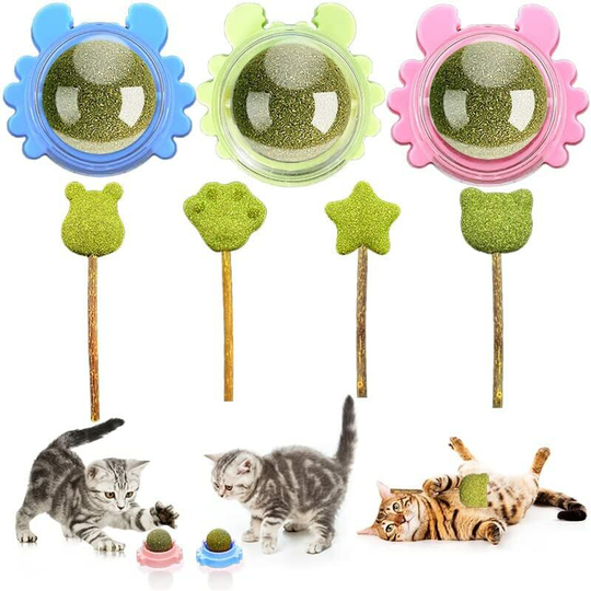 Pieces Cat Catnip Balls, 360 ° Rotatable Cat Wall Snacks, Cat Wall Toys, Catnip Balls, Natural Cat Nip for Teeth Cleaning, Enhance Cat Excitement