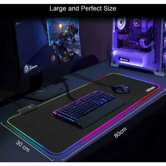 Thsinde - rgb Gaming Mouse Pad xxl led Mouse Pad Large 800 x 300 x 4 mm 10 Lighting Modes Mouse Pad Lighting Keyboard Mat Additional usb Input for