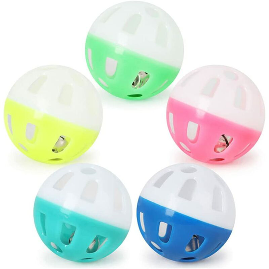 12PCS 3.8cm Cat Toy Ball with Bell, Pet Toy Cat Bell Ball Cat Toy with Bell Cat Jingle Balls for Cats Kitten, Plastic Cat Toys Jingle Balls Pounce