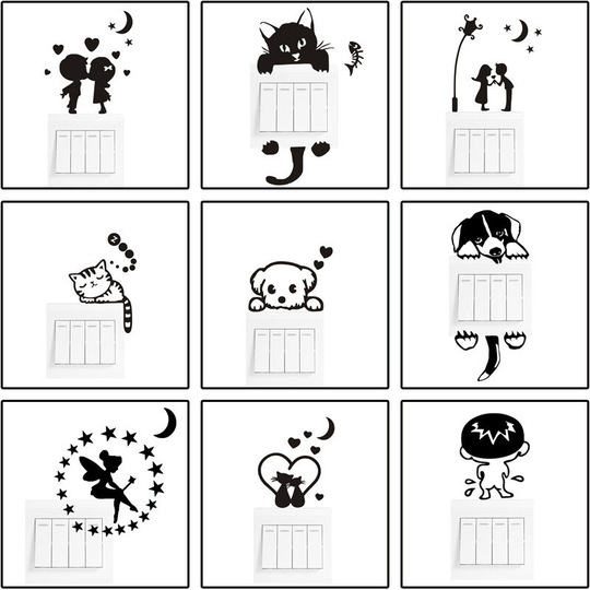 Heguyey - Pcs Cute Dog Cat Rat Switch Stickers Switch Stickers Switch Stickers Wall Stickers Wall Stickers Wall Decals for Wall Decorations