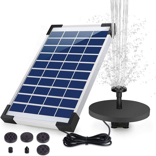 Solar Water Fountain 5.0W Backup Solar Floating Fountain Pump , 6 Nozzles - Muff