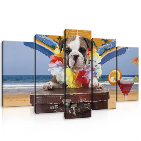Puppy on the Beach Graphic Art Print Multi Piece Image on Canvas