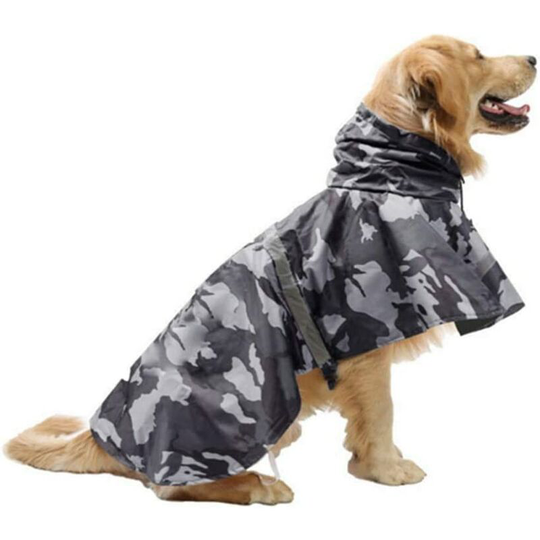 Reflective Dog Rain Coat with Hood - Ultra Lightweight Dog Jacket - Medium and Large Dog Rain Cover (Gray, xl)