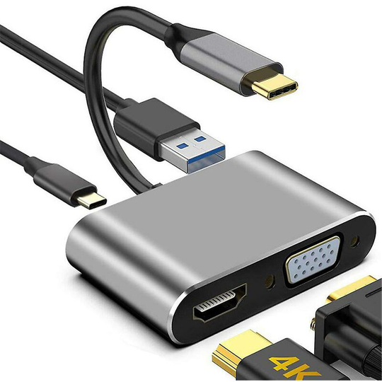 4 In 1 Type c To Hdmi 4k Vga Hd Usb 3.0 Usb-c Cable Adapter Hub For Samsung Macbook Macbook Pro