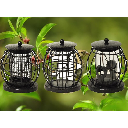 3 x Wild Bird Feeder Lanterns Seed Nut and Fat Ball Hanging Feeders