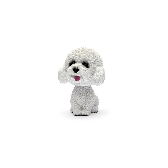 Perle Rare - Cast Car Lovable Dog Figurine Shakes His Head Wobble Head Nodding Toy Dashboard Decoration Nodding Dog Car Interior Decoration (White
