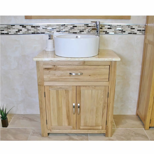 Delrosario Solid Oak 750mm Free-Standing Vanity Unit