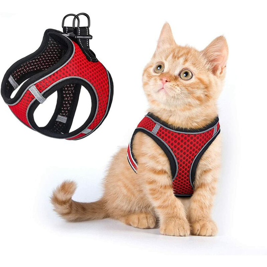 Dog Vest Harness No Pull Puppy Comfortable Breathable Reflective Dog Harness, Extra Soft Pet Mesh Step Dog Harness, Training Walking of Puppy Red xxs