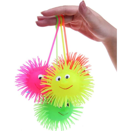 5 Pieces Dimple Fidget Toy Glowing Puffer Ball Squeezy & Inflatable Antistress Toy Anti-Stress Hedgehog Squeeze Ball Fidget Spiky, Random Color