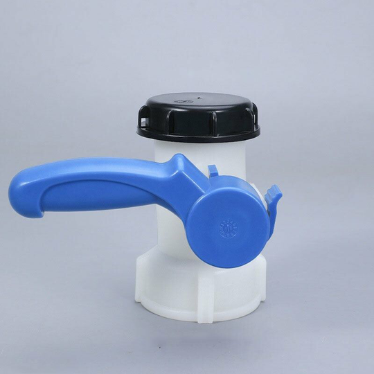 Universal adapter for IBC water tank, IBC tank tap, DN50 75mm flapper valve. Plastic