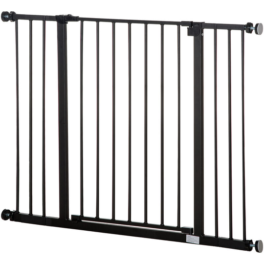 Pressure Fitted Pet Dog Safety Gate Metal Fence 76 cm Tall, Black - Black - Pawhut