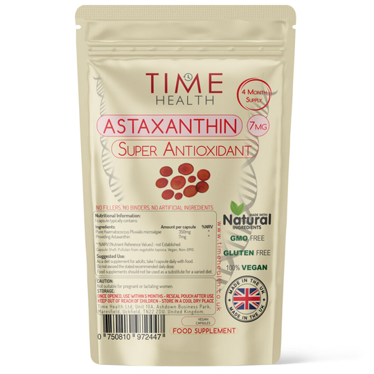 Astaxanthin - 7mg Optimal Dose - Super Antioxidant - Haematococcus Pluvialis - 100% Pure Natural Bioavailable - UK Manufactured