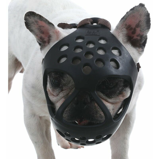 Dog Muzzle for Short Snout Dogs Breathable Holes Prevent Biting Chewing, Black&Medium