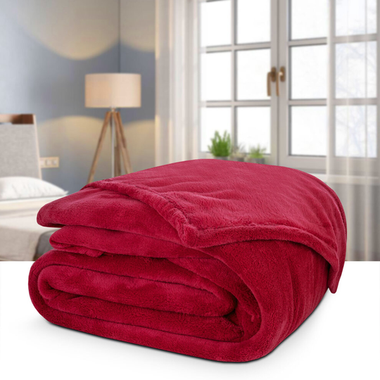 (BURGUNDY, KING) Ultra Soft Fluffy Warm Thick Blanket Throws Mink