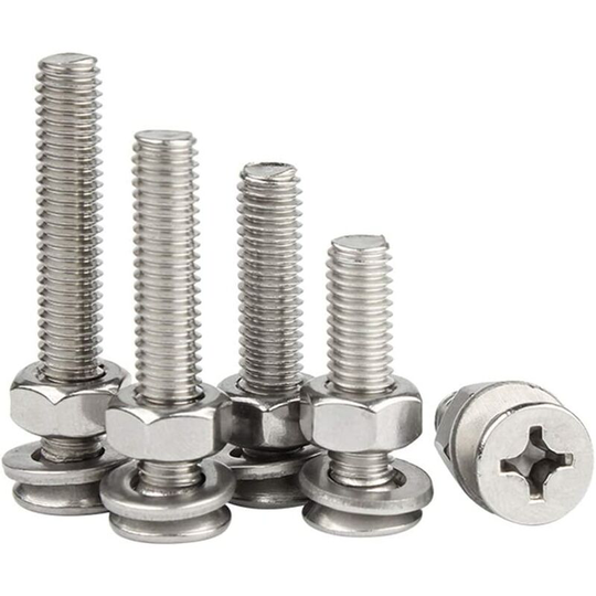 Aougo - M6 Self Tapping Screw Washer Hex Nut Set, Stainless Steel Hardware Fixing Bolt, Cross Flat Head,M6*12Mm/10 Pcs