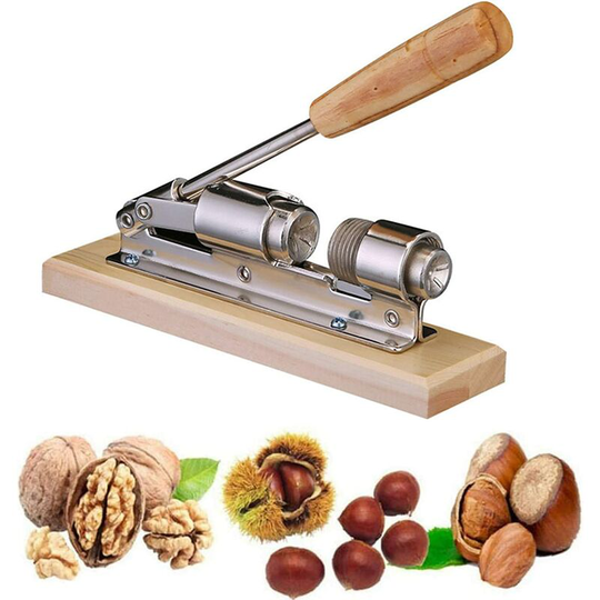 Groofoo - Manual nutcracker, nuts Casse nuts in stainless walnut pliers chestnut pliers Cassee pliers Ouvre-crazy kitchen with wooden base and handle