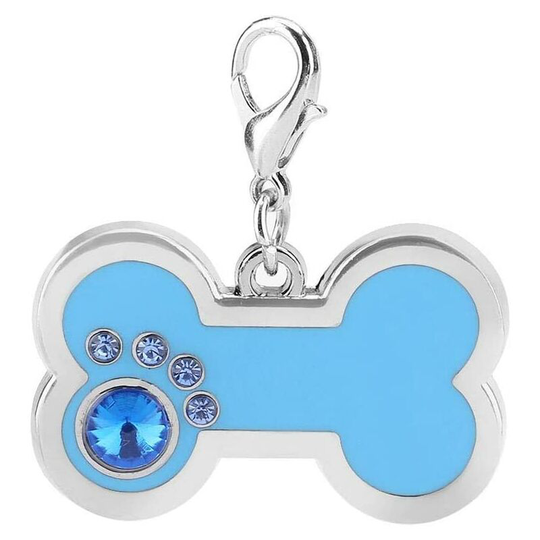 Litzee - Pet id Tags, Alloy Personalized Dog Tags Cat Tags Blanks Tags Dog Bone Charm Pet Pendant for diy Necklace Making (Blue)