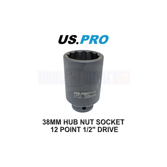 Tools 38mm 1/2' Drive Axle Hub Nut Socket 12 Point Deep Impact Socket 3488 - Us Pro