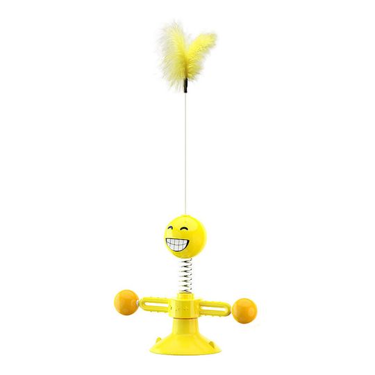 Cat Toy, Interactive Indoor Cat Toys, with Feather, Funny Cat Ball, Suction Cup Fun Kitten Pets Toy (Yellow)