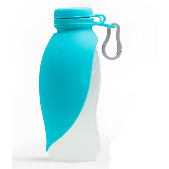 Portable Dog Water Bottle - 580ml Large Capacity Pet Food and Water Dispenser - Blue