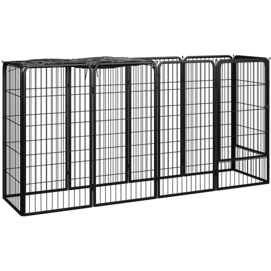 10-Panel Dog Playpen Black 50x100 cm Powder-coated Steel Vidaxl Black