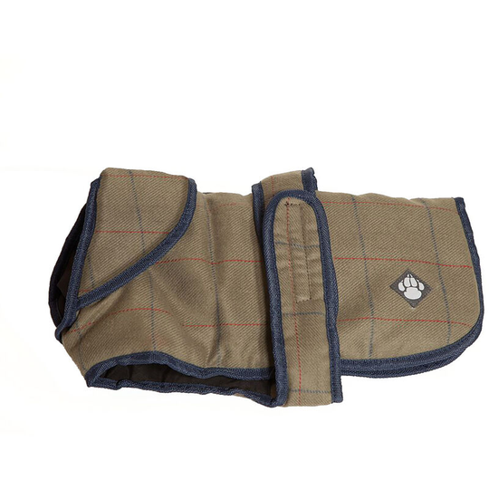 Padded Showerproof Tweed Dog Coat (25cm) (Green) - Green - Danish Design