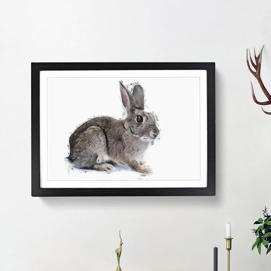 Brown Bunny Rabbit in Abstract - Picture Frame Painting Print