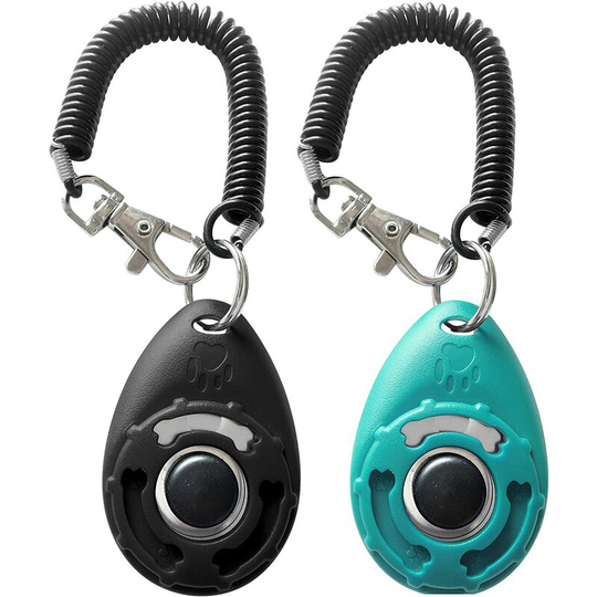 Pet Training Clicker with Wrist Strap - Dog Training Clickers ( Black + Blue)