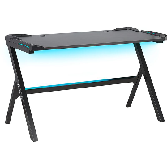 Modern Gaming Desk with rgb led Light 120 x 60 cm mdf Home Office Black Danvers - Black