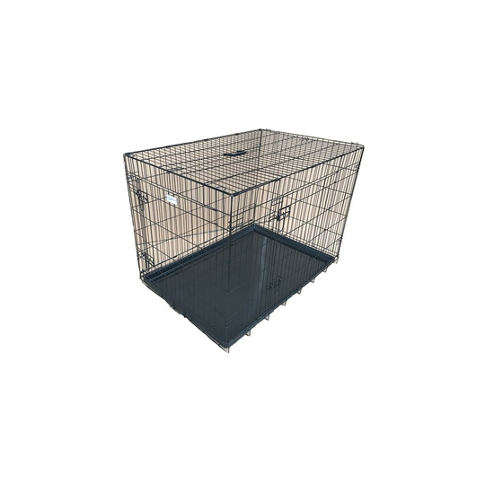 HugglePets Dog Cage with Plastic Tray - Black, X-Large