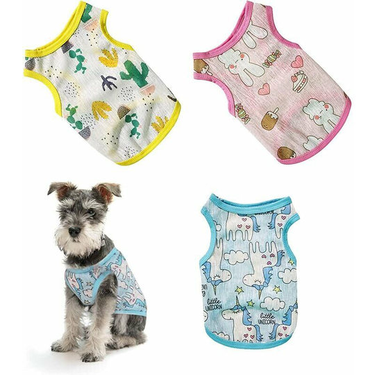3 Pack Dog Clothes, Minimalist Dog T-Shirt, Breathable and Stretchy - for Small Dogs and Cats