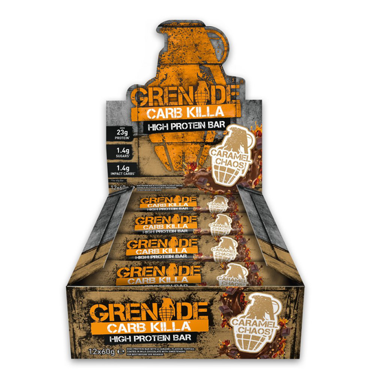 Grenade Carb Killa Caramel Chaos High Protein and Low Carb Bar, 12 x 60 g