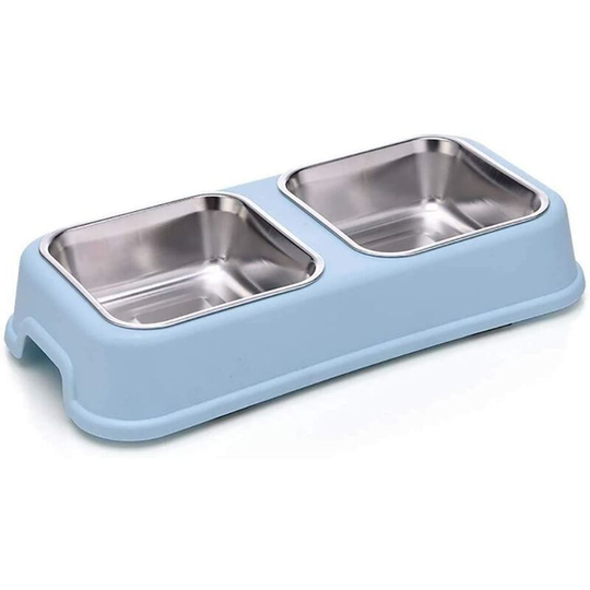 Double Cat & Dog Bowl, Stainless Steel Cat Dog Food Bowl, Stainless Steel Anti-Slip Spill