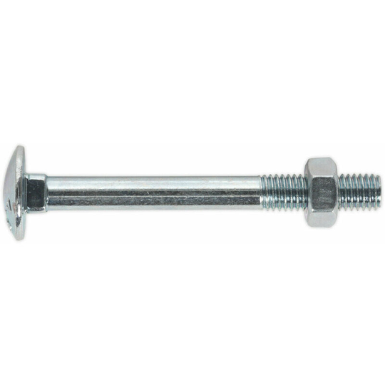 50 pack Zinc Plated Coach Bolt and Nut - M8 x 75mm - 1.5mm Pitch - din 603