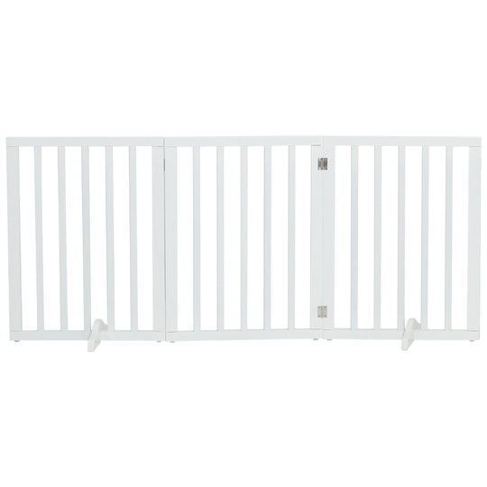 (3 Panels - White) Wooden Dog Gate Pet Fence Safety Barrier Divider Freestanding