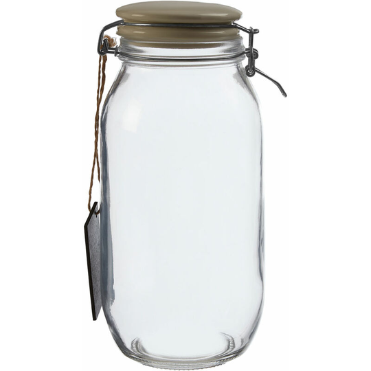 Premier Housewares - Small Glass Storage Jar With Grey Ceramic Lid Transparent Jars For Kitchen Storage Coffee Tea Sugar Black Chalkboard On Front 14
